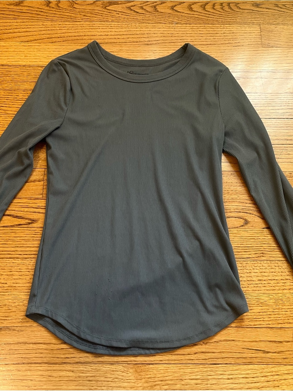 Women's Long Sleeve Ribbed Crewneck Top - Olive green